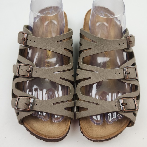 Birkenstock Women's Granada Soft Footbed Leather Sandal Sz 9 Olive Green Strappy - Picture 1 of 8